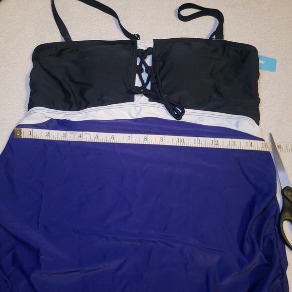 Love2Mi Maternity Swimsuit Navy Pregnancy Bathing Suits Tankini Top Summer Md - Picture 7 of 10